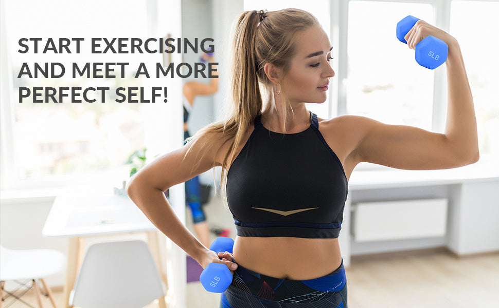 Professional Dumbbell Set with Storage Rack - Neoprene Hex Weights for Home Gym