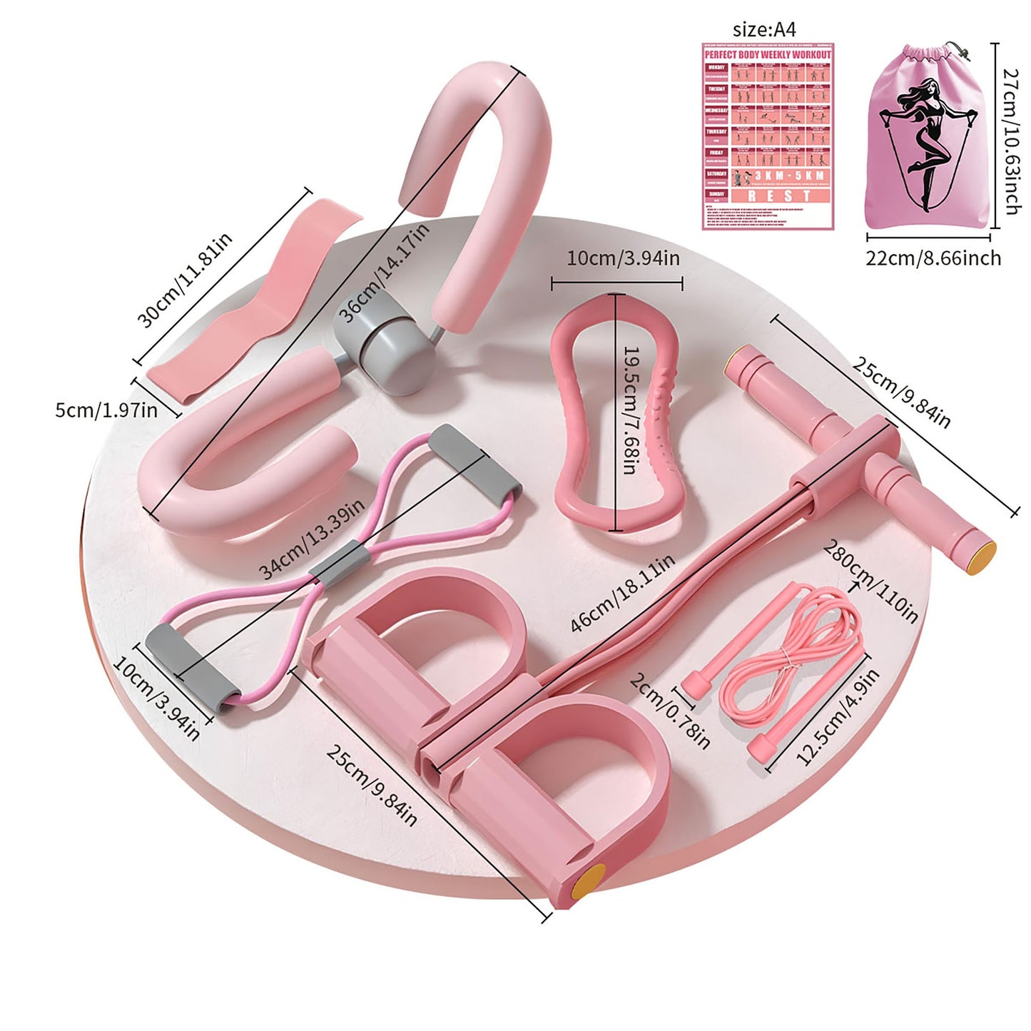 8-Piece Yoga Fitness Set - Complete Home Workout Kit with Resistance Bands