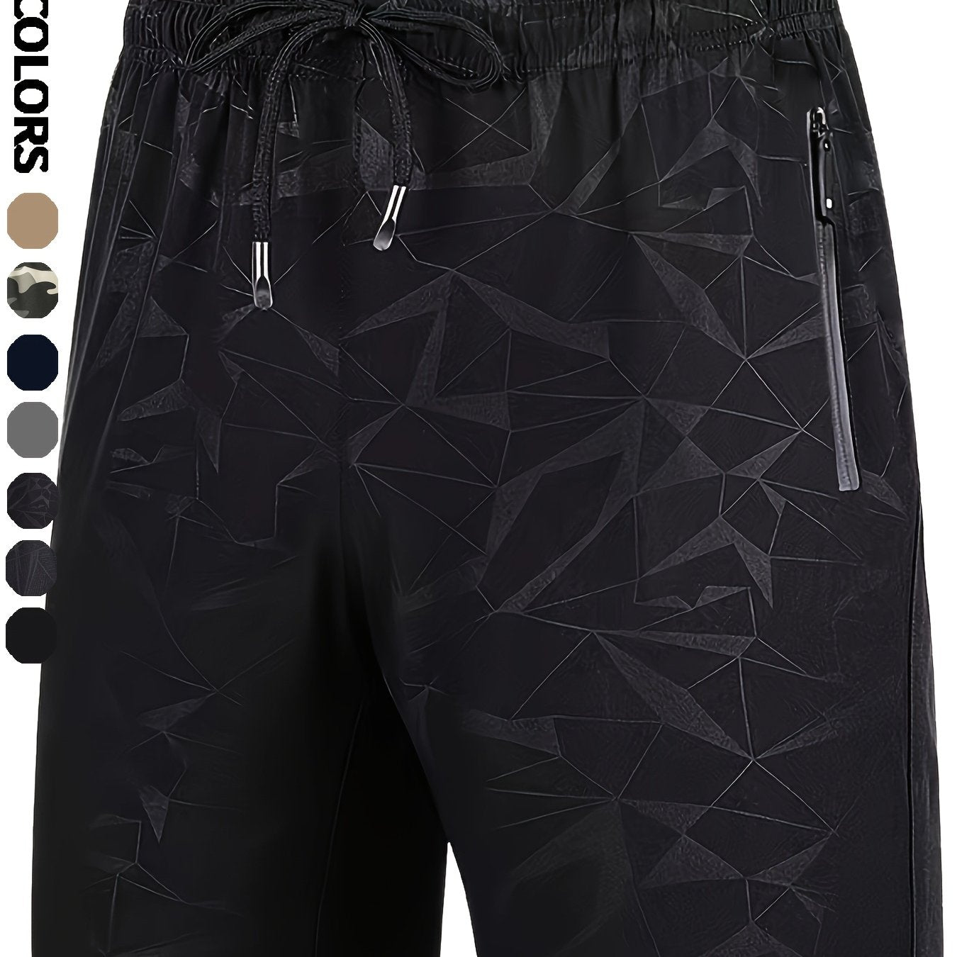 Men's Camo Athletic Shorts - Quick-Dry with Zippered Pockets