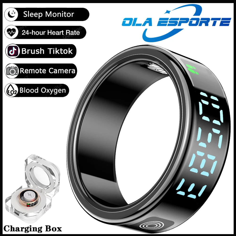 Smart Fitness Ring - Sleep & Heart Rate Monitor with Touch Screen Display