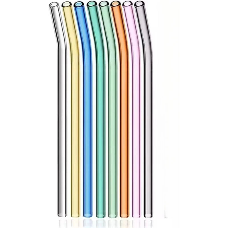 Reusable Glass Straws - Eco-Friendly Multi-Color Drinking Straws | For Smoothies, Milkshakes & Juice with Brush