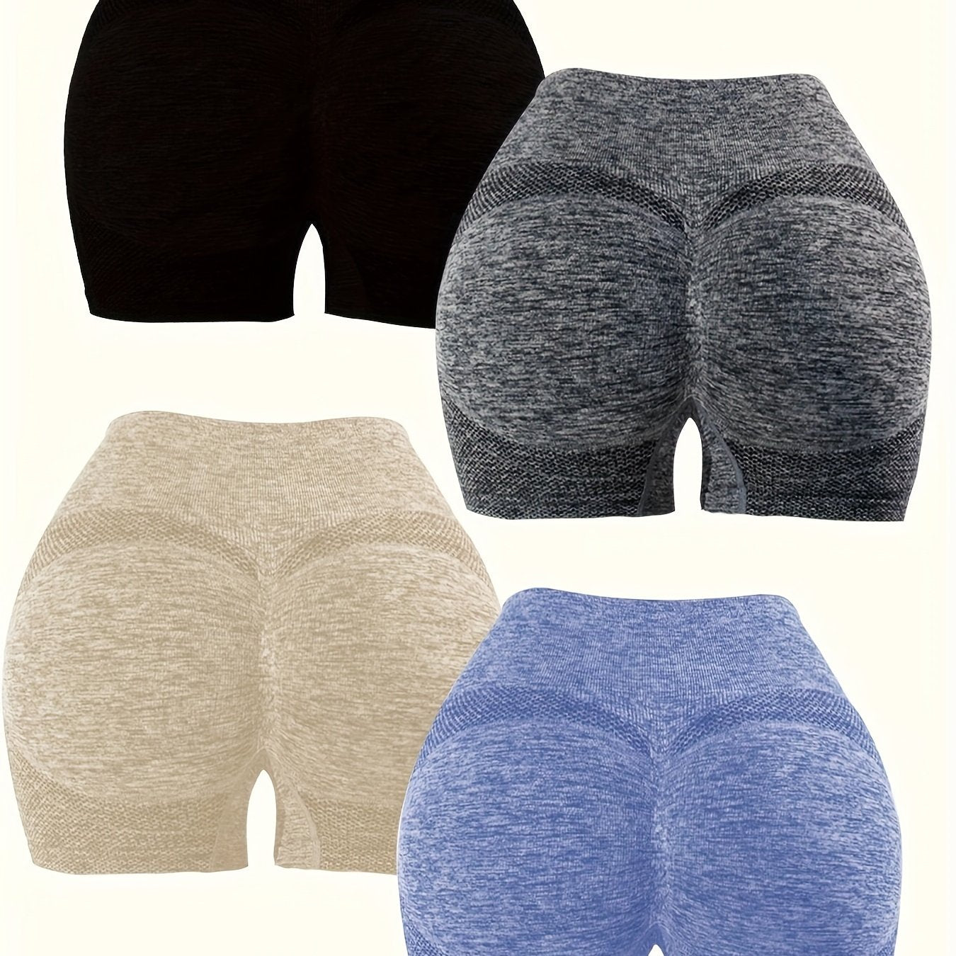 4er-Pack Damen-Sportshorts mit gerafftem Po – Atmungsaktive Yoga- und Fitnessshorts