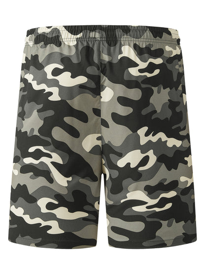 Men's Camo Athletic Shorts - Quick-Dry with Zippered Pockets