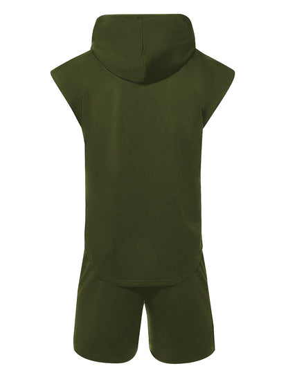 Men's Boxing 2-Piece Sports Set - Hooded Vest & Shorts