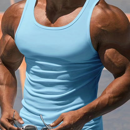 Men's Muscle-Fit Tank Top - Quick-Dry Bodybuilding Gym Shirt