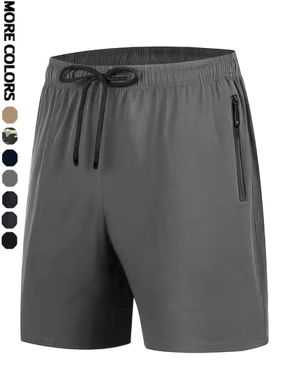 Men's Camo Athletic Shorts - Quick-Dry with Zippered Pockets