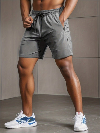 Men's Performance Active Shorts - Quick-Dry Stretch Gym Shorts with Zip Pockets
