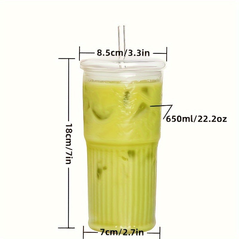 Glass Cups with Lids & Straws 2-Pack (22oz) - Eco-Friendly Reusable Drinkware