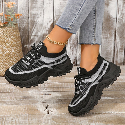Women's Breathable Mesh Platform Sneakers - Lightweight Casual Sport Shoes
