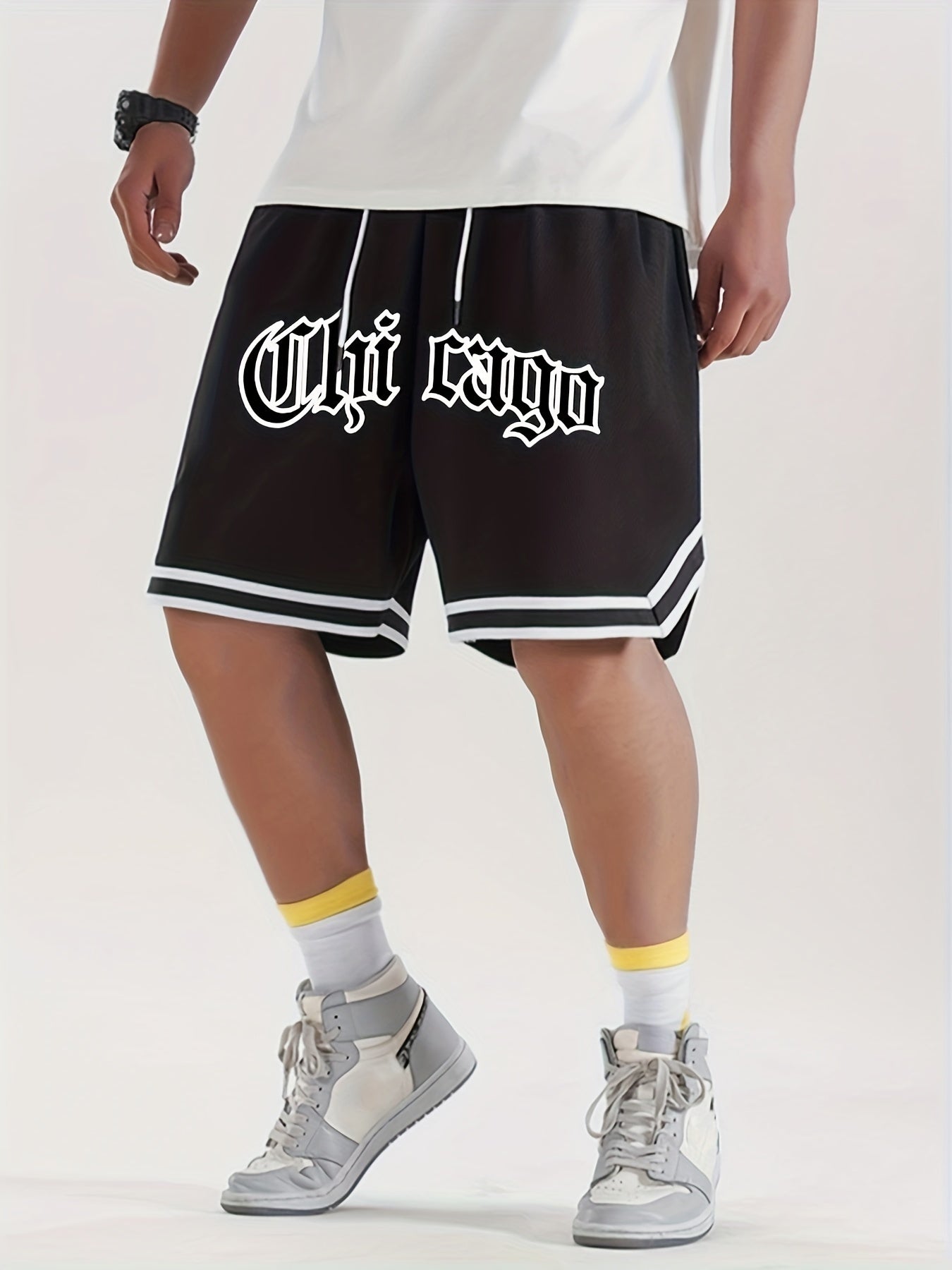 Men's Athletic Shorts - Chicago Print Drawstring Sport Shorts
