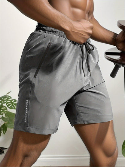 Men's Performance Active Shorts - Quick-Dry Stretch Gym Shorts with Zip Pockets