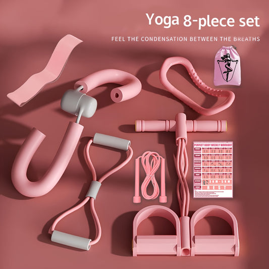 8-Piece Yoga Fitness Set - Complete Home Workout Kit with Resistance Bands