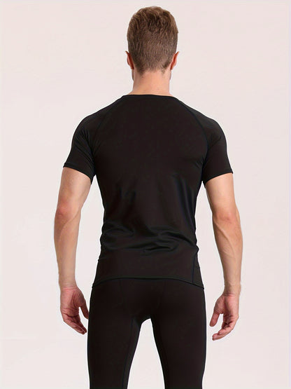 Men's High-Elasticity Athletic Muscle Tee - Slim Fit Workout Shirt