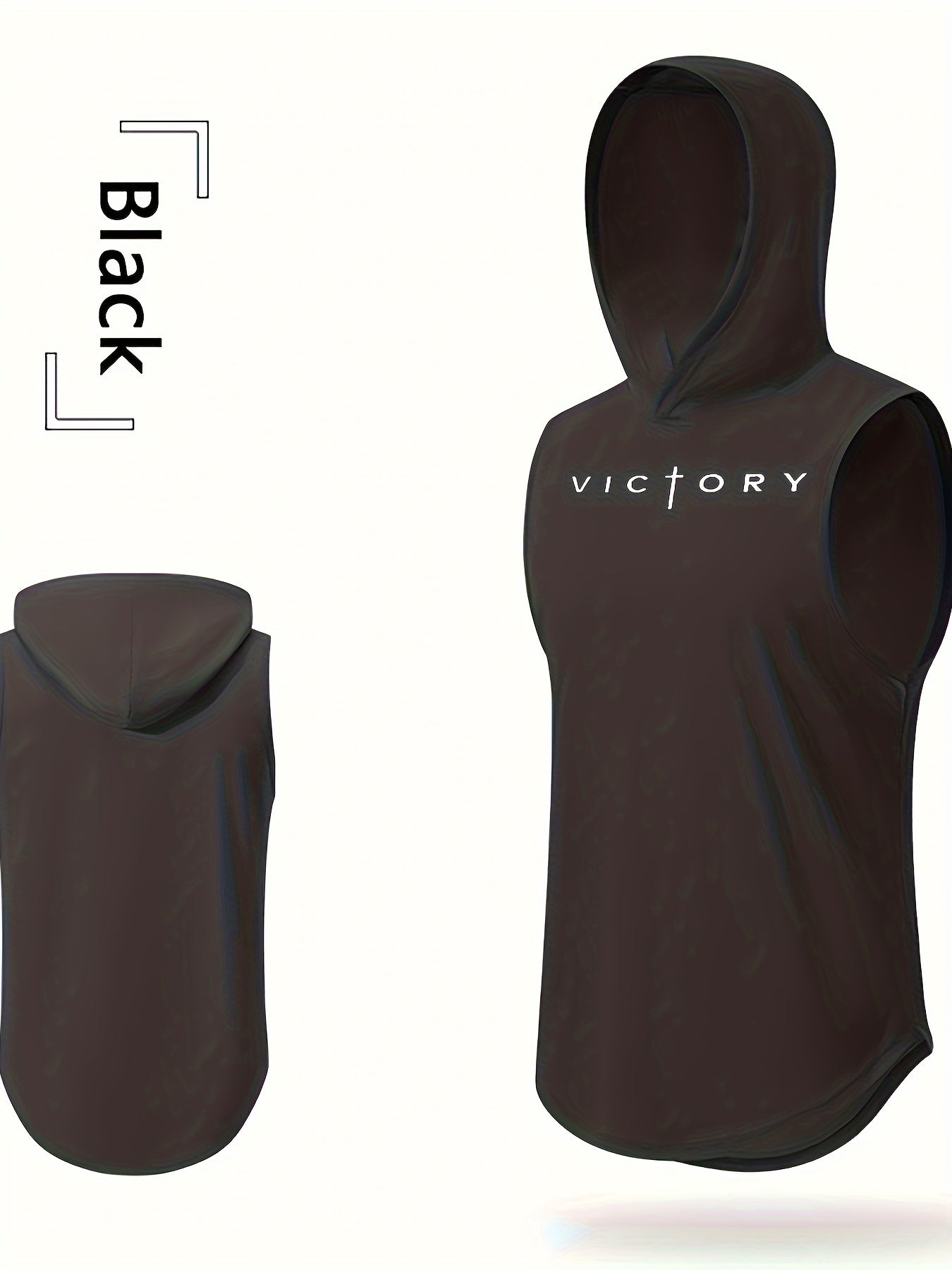 Men's Athletic Tank Top - Victory Print Hooded Gym Vest