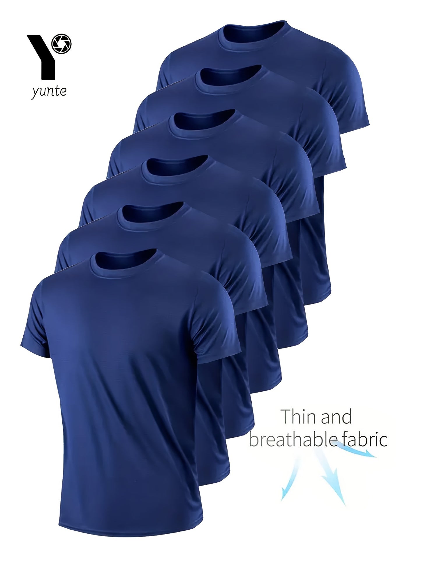 Men's 6-pack Set Of Solid Color Crew Neck And Short Sleeve T-shirt, Quick Dry And Breathable Tees For Men, Lightweight And Comfy Tops For Summer Fitness Training And Gym Wear