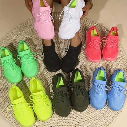 Women's Platform Mesh Sneakers - Breathable Lightweight Sport Shoes