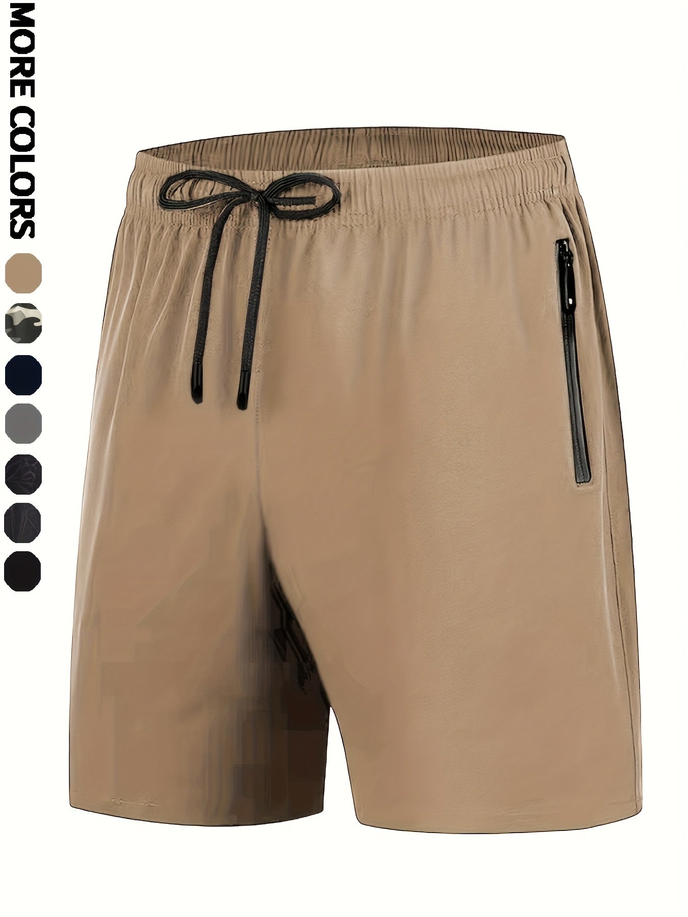 Men's Camo Athletic Shorts - Quick-Dry with Zippered Pockets