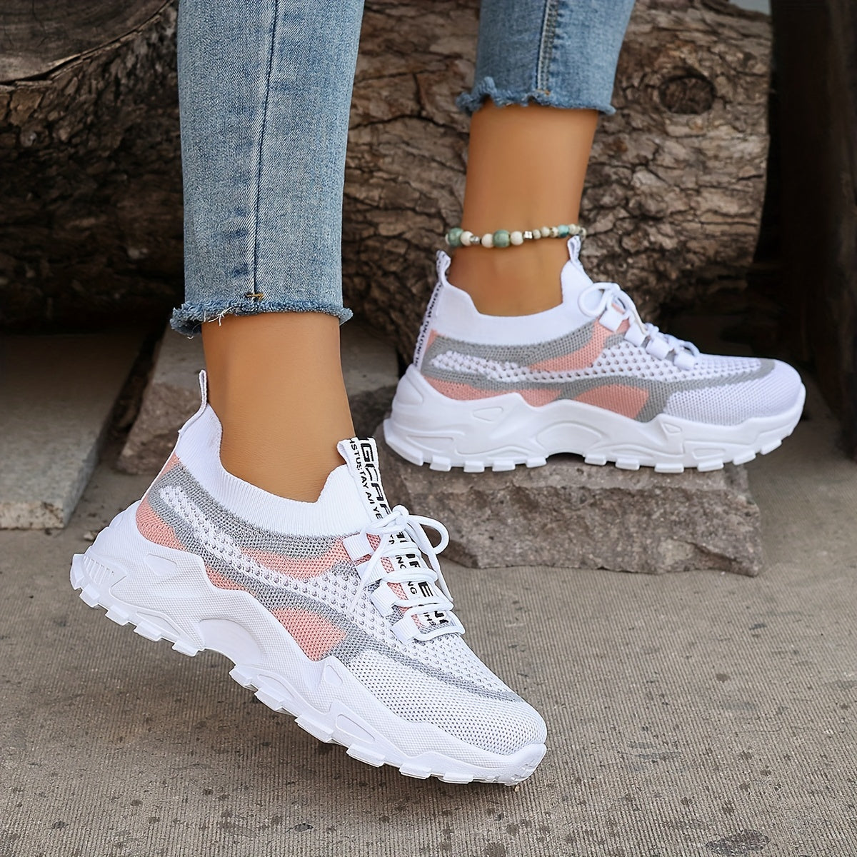 Women's Breathable Mesh Platform Sneakers - Lightweight Casual Sport Shoes