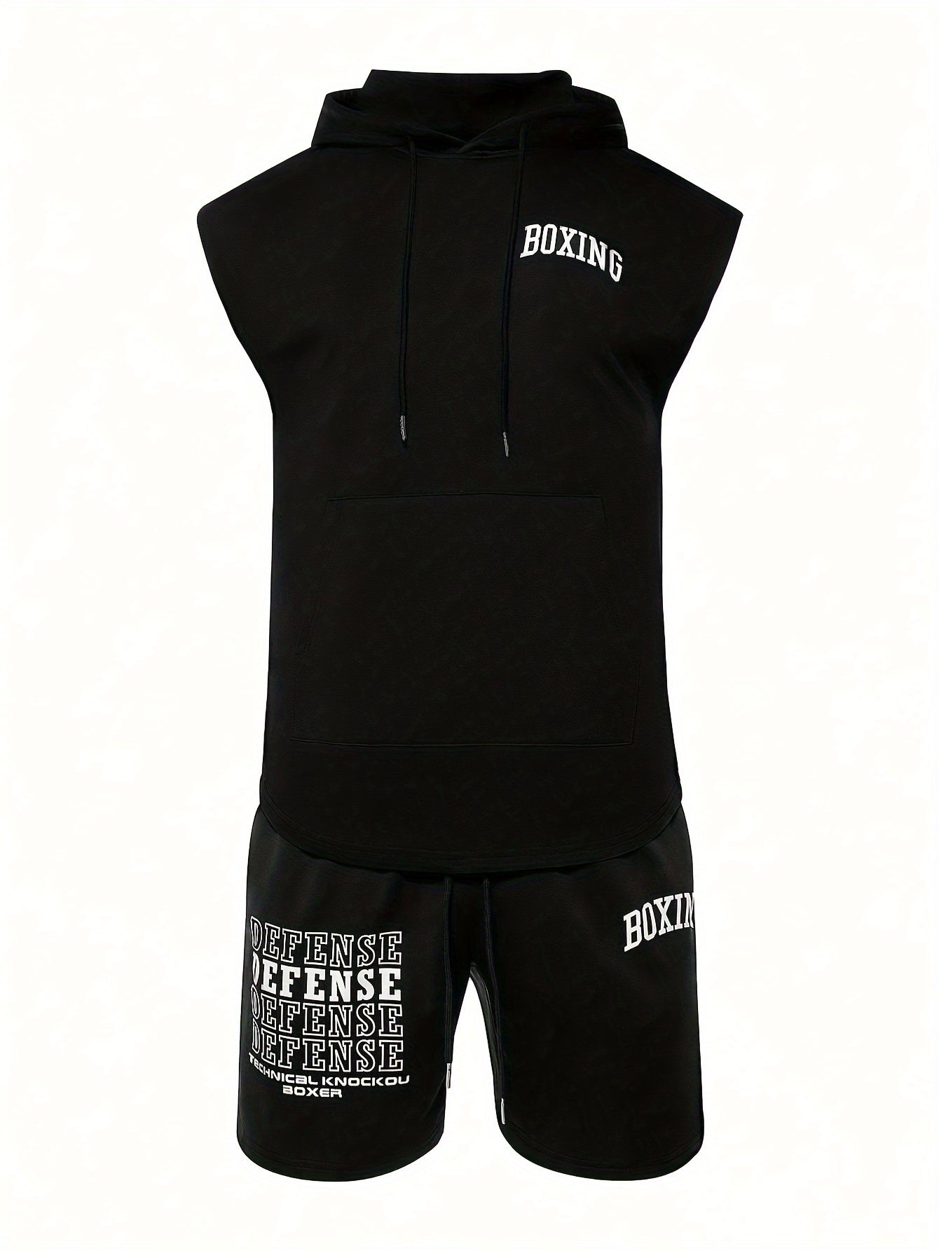 Men's Boxing 2-Piece Sports Set - Hooded Vest & Shorts