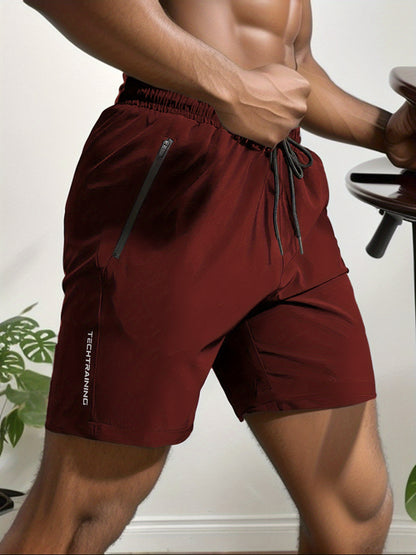 Men's Performance Active Shorts - Quick-Dry Stretch Gym Shorts with Zip Pockets