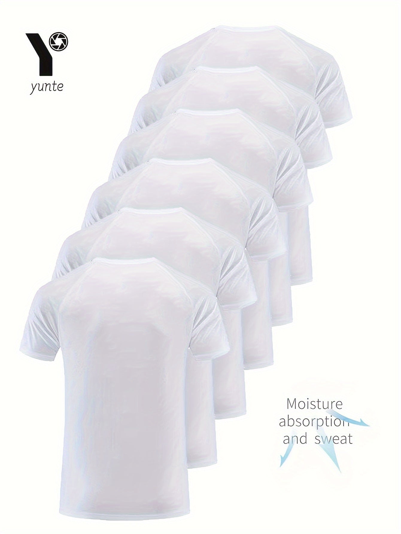 Men's 6-pack Set Of Solid Color Crew Neck And Short Sleeve T-shirt, Quick Dry And Breathable Tees For Men, Lightweight And Comfy Tops For Summer Fitness Training And Gym Wear