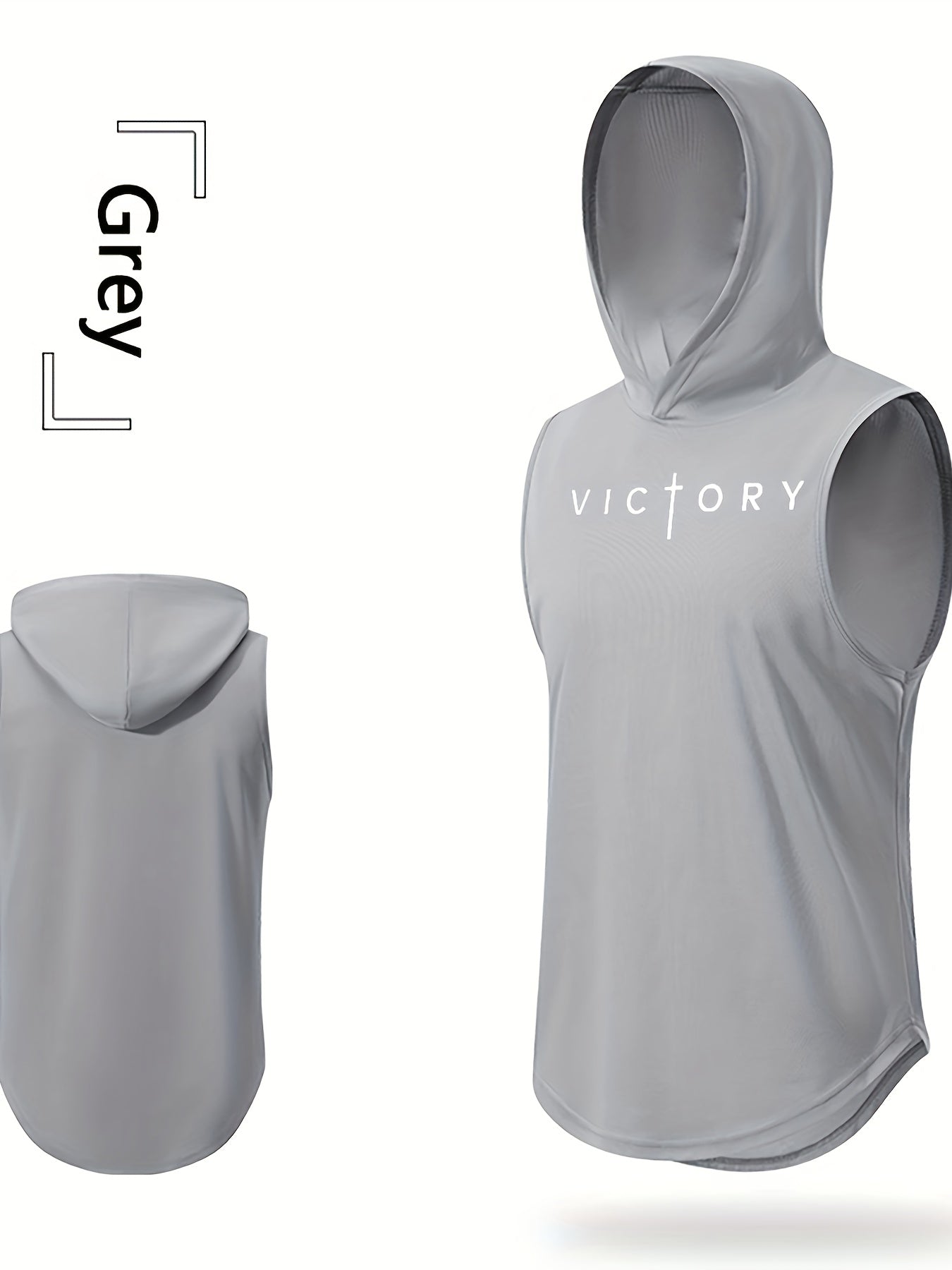 Men's Athletic Tank Top - Victory Print Hooded Gym Vest