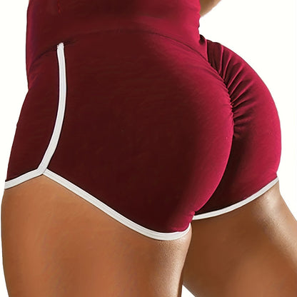 Women's Ruched Contrast Trim Sport Shorts - Athletic Binding Shorts