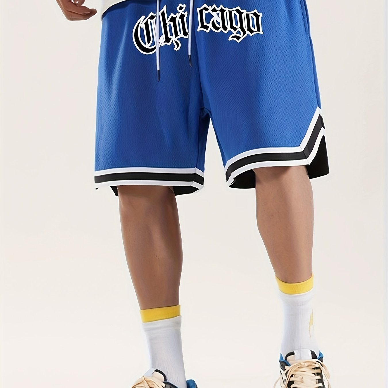 Men's Athletic Shorts - Chicago Print Drawstring Sport Shorts