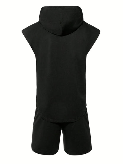 Men's Boxing 2-Piece Sports Set - Hooded Vest & Shorts
