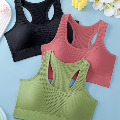 Women's Sports Bras 3-Pack - Breathable Yoga Fitness Tank Tops