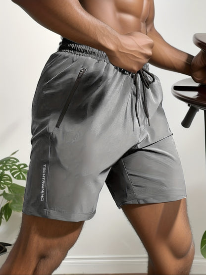 Men's Performance Active Shorts - Quick-Dry Stretch Gym Shorts with Zip Pockets