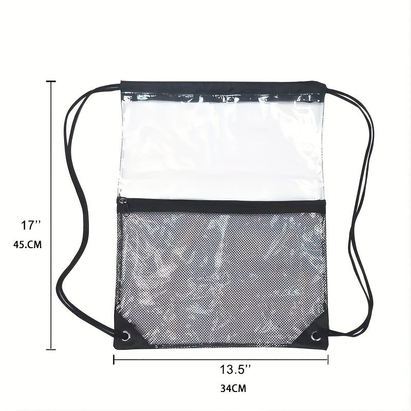 Waterproof Drawstring Backpack - Clear PVC Gym Bag for Travel & Sports