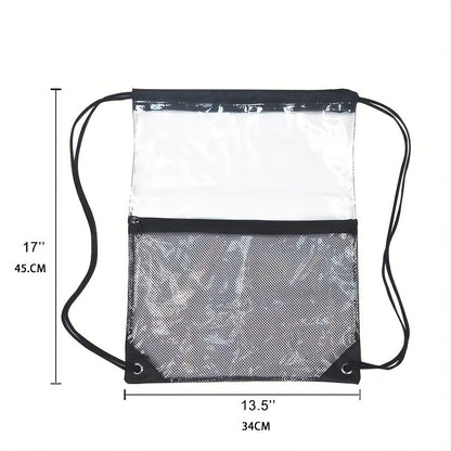 Waterproof Drawstring Backpack - Clear PVC Gym Bag for Travel & Sports