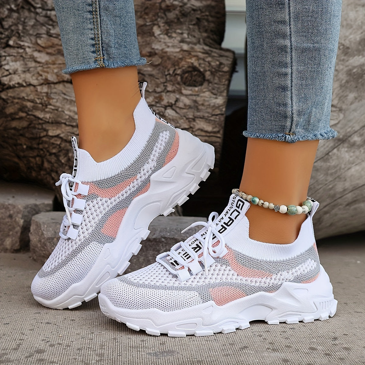 Women's Breathable Mesh Platform Sneakers - Lightweight Casual Sport Shoes