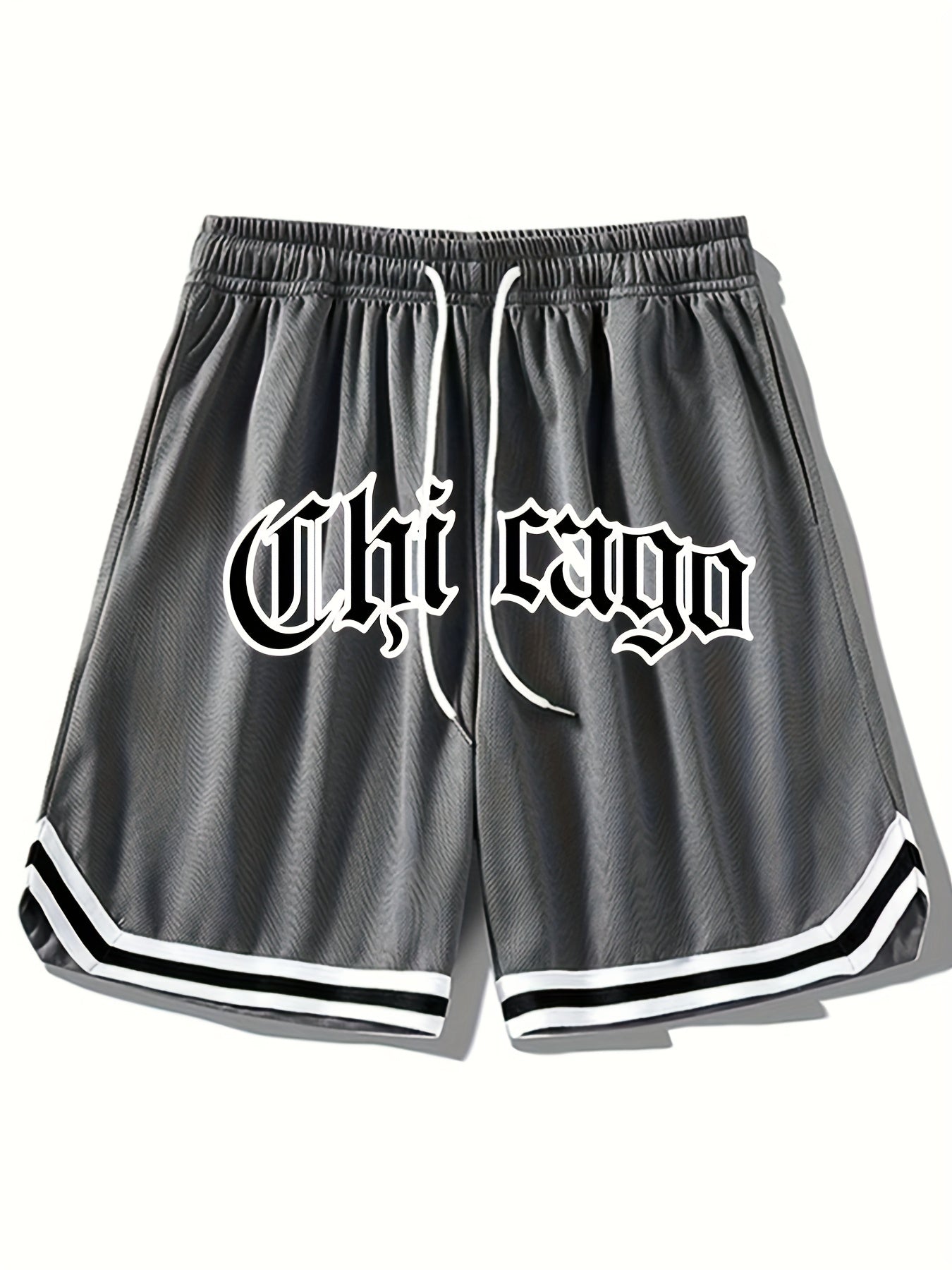 Men's Athletic Shorts - Chicago Print Drawstring Sport Shorts