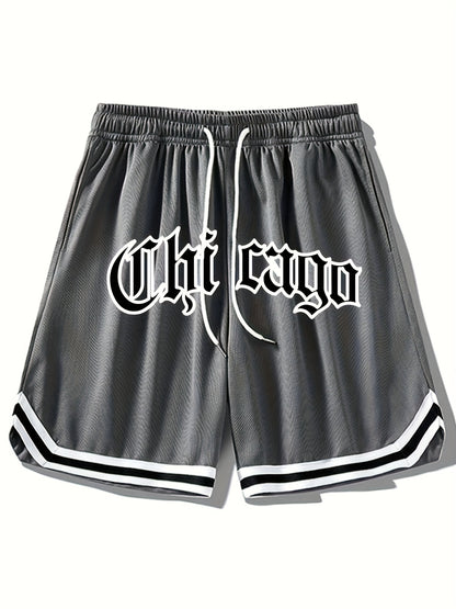 Men's Athletic Shorts - Chicago Print Drawstring Sport Shorts