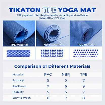 TPE Yoga Mat - Non-Slip Eco-Friendly Exercise Mat with Superior Rebound