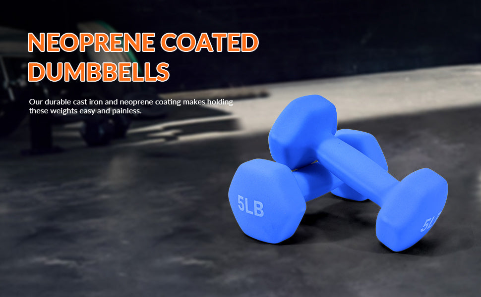 Professional Dumbbell Set with Storage Rack - Neoprene Hex Weights for Home Gym