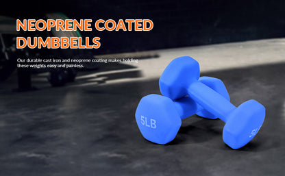 Professional Dumbbell Set with Storage Rack - Neoprene Hex Weights for Home Gym