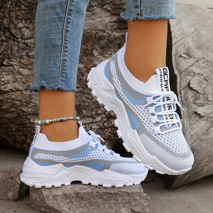 Women's Breathable Mesh Platform Sneakers - Lightweight Casual Sport Shoes