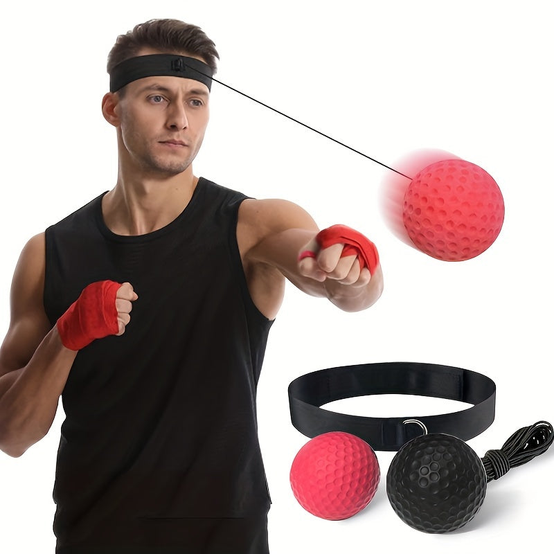 Boxing Reflex Ball Set - Adjustable Headband with Hand Wraps