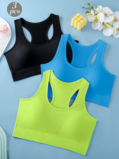 Women's Sports Bras 3-Pack - Breathable Yoga Fitness Tank Tops