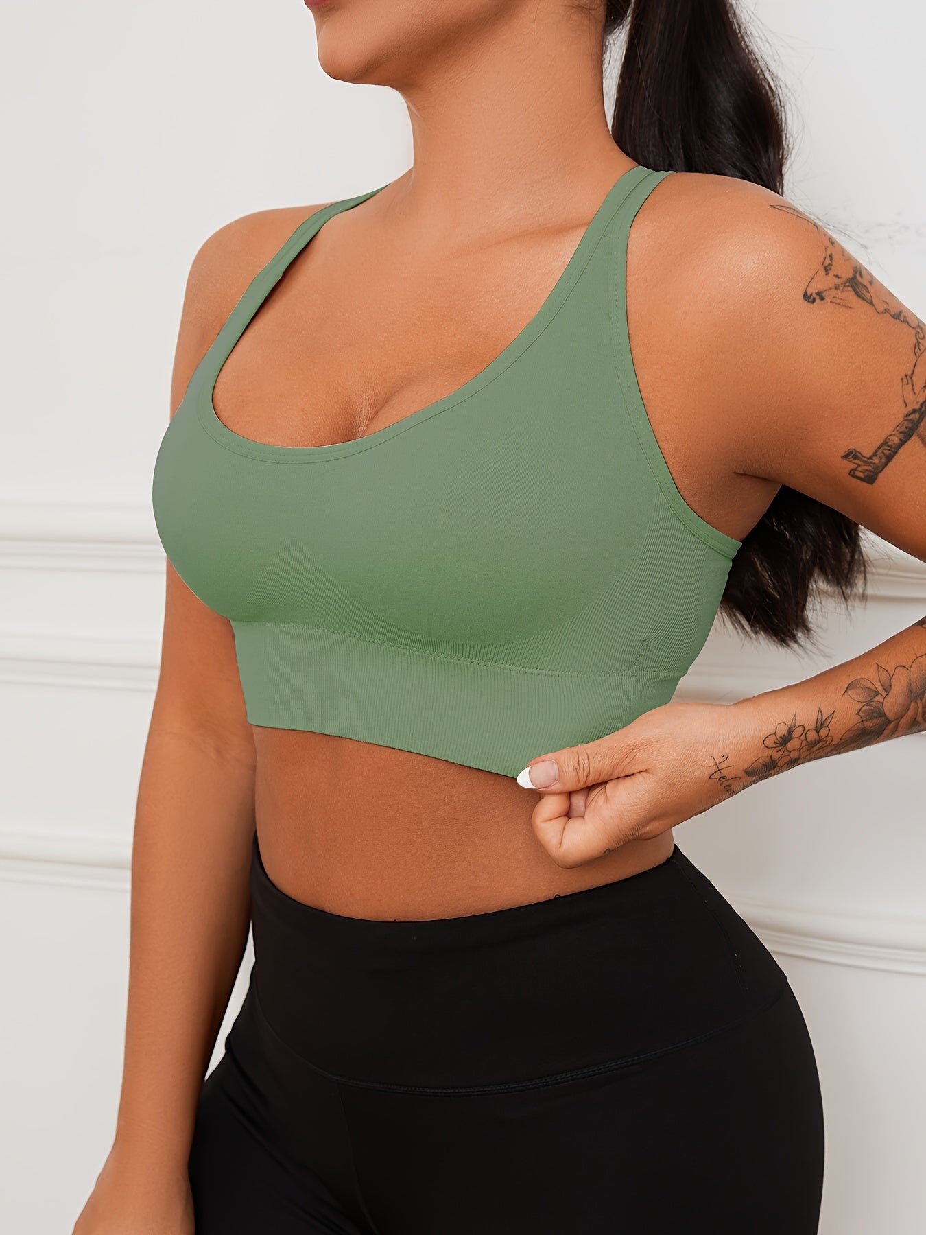 Women's Sports Bras 5-Pack - Seamless Low-Cut Nylon Fitness Bras