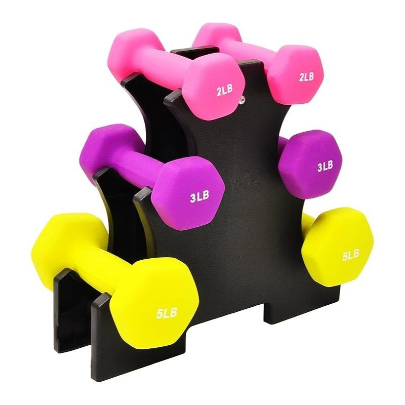 Professional Dumbbell Set with Storage Rack - Neoprene Hex Weights for Home Gym