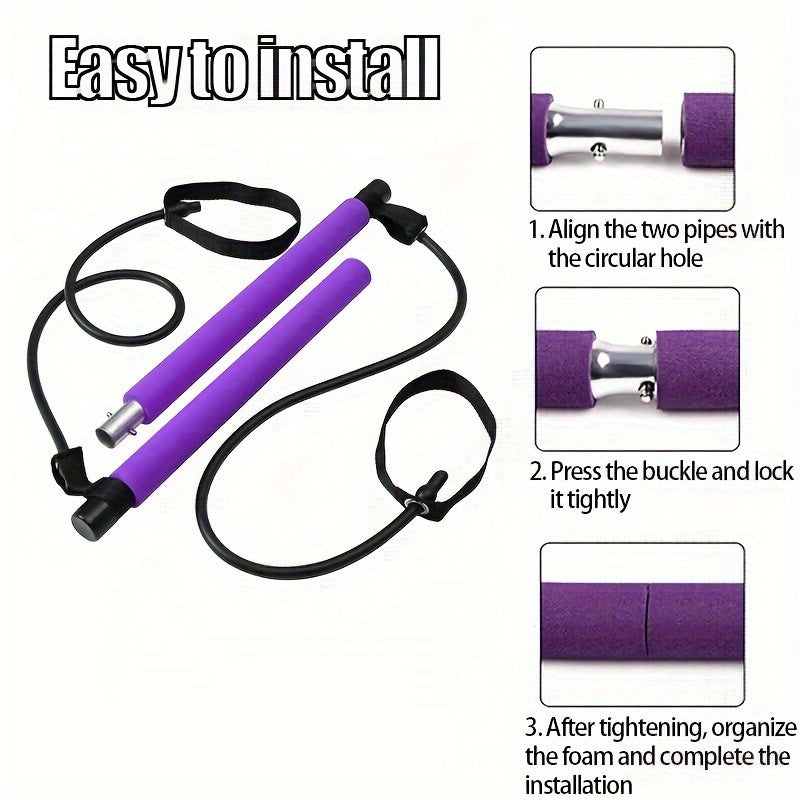 Pilates Bar with Resistance Bands - Portable Home Gym Equipment