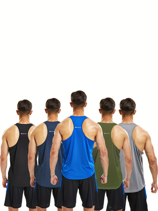 Men's Athletic Tank Tops 5-Pack - Quick-Dry Sleeveless Gym Shirts
