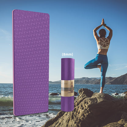 Premium TPE Yoga Mat 8mm - Extra Thick Non-Slip Exercise Mat