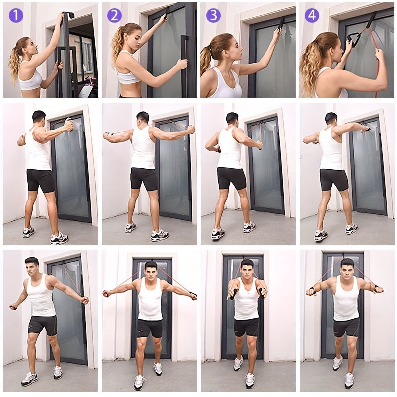 Pilates Resistance Rope with Handles - Yoga Fitness Training Band