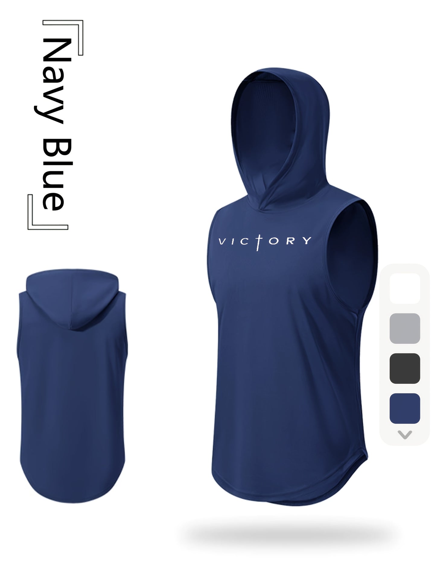 Men's Athletic Tank Top - Victory Print Hooded Gym Vest