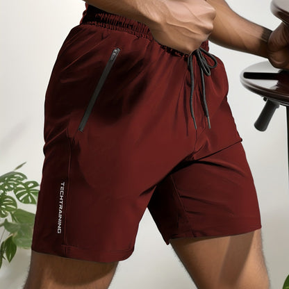 Men's Performance Active Shorts - Quick-Dry Stretch Gym Shorts with Zip Pockets